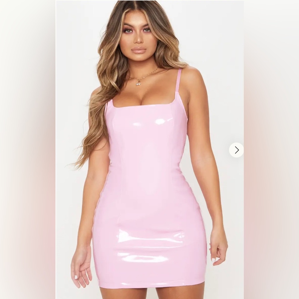 PrettyLittleThing Baby Pink PU Bodycon Dress🎀🦋💋🛍️❤️ - Picture 2 of 8